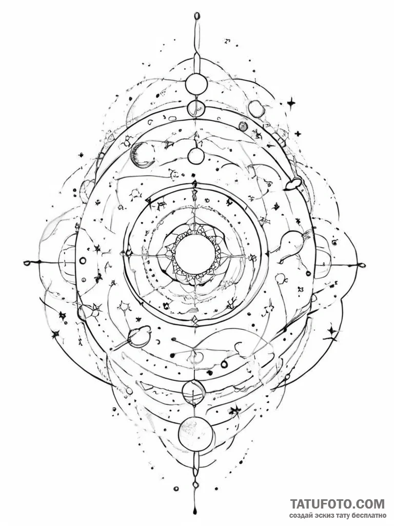 Tattoo sketch cosmic universe - эскиз тату (№1756634254_0, 31.08.2025 09:57) — Tatufoto.com