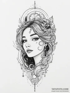 Tattoo sketch cosmic cosmos, tattoo flash she... - эскиз тату (№1756635253_0, 31.08.2025 10:14) — Tatufoto.com