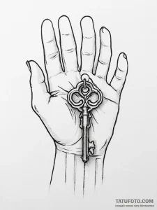 Tattoo sketch hands with a key, artistic tatt... - эскиз тату (№1756635664_0, 31.08.2025 10:21) — Tatufoto.com