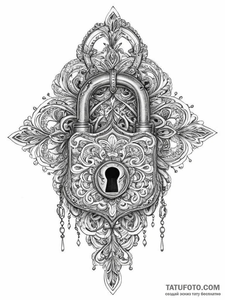 Tattoo hands with a lock, tattoo drawing outl... - эскиз тату (№1756636060_0, 31.08.2025 10:27) — Tatufoto.com