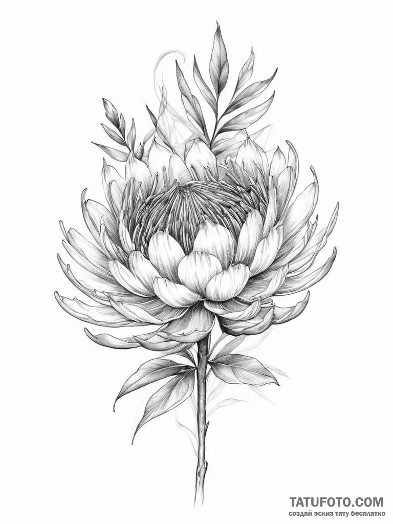 Tattoo sketch protea flower - эскиз тату (№1756638873_0, 31.08.2025 11:14) — Tatufoto.com