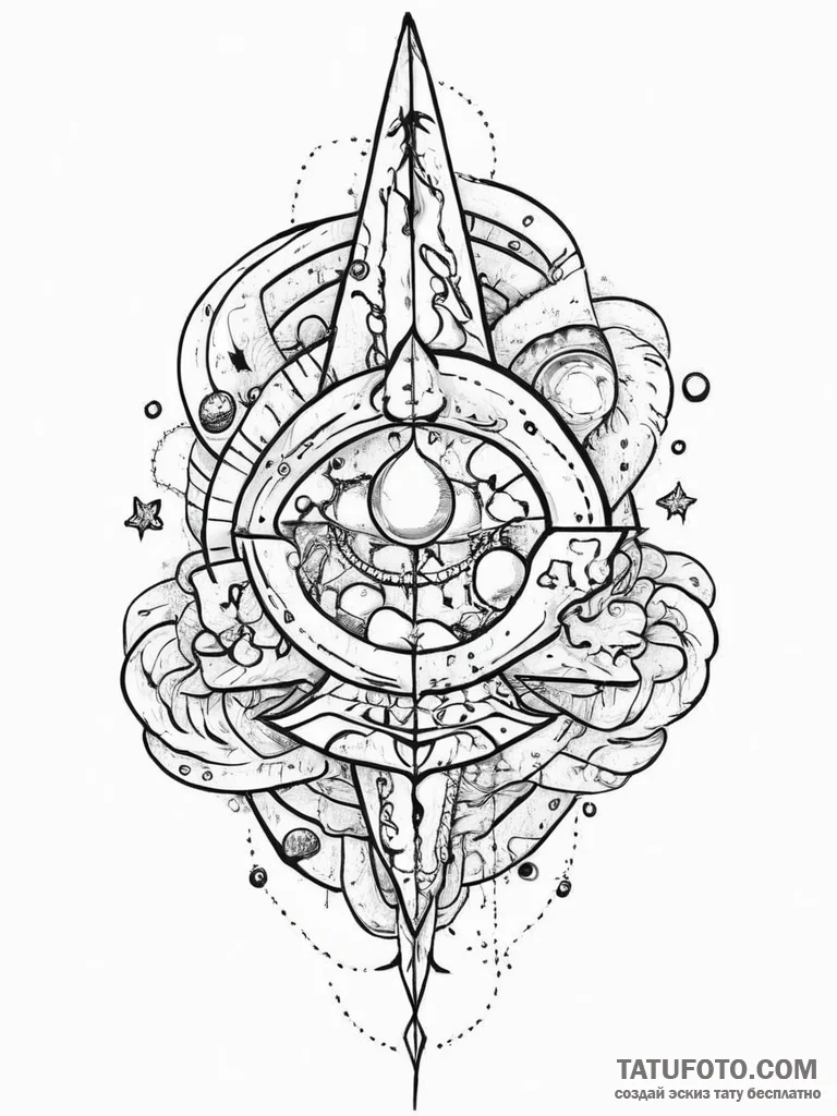 Tattoo sketch cosmic existence, tattoo line a... - эскиз тату (№1756641082_0, 31.08.2025 11:51) — Tatufoto.com