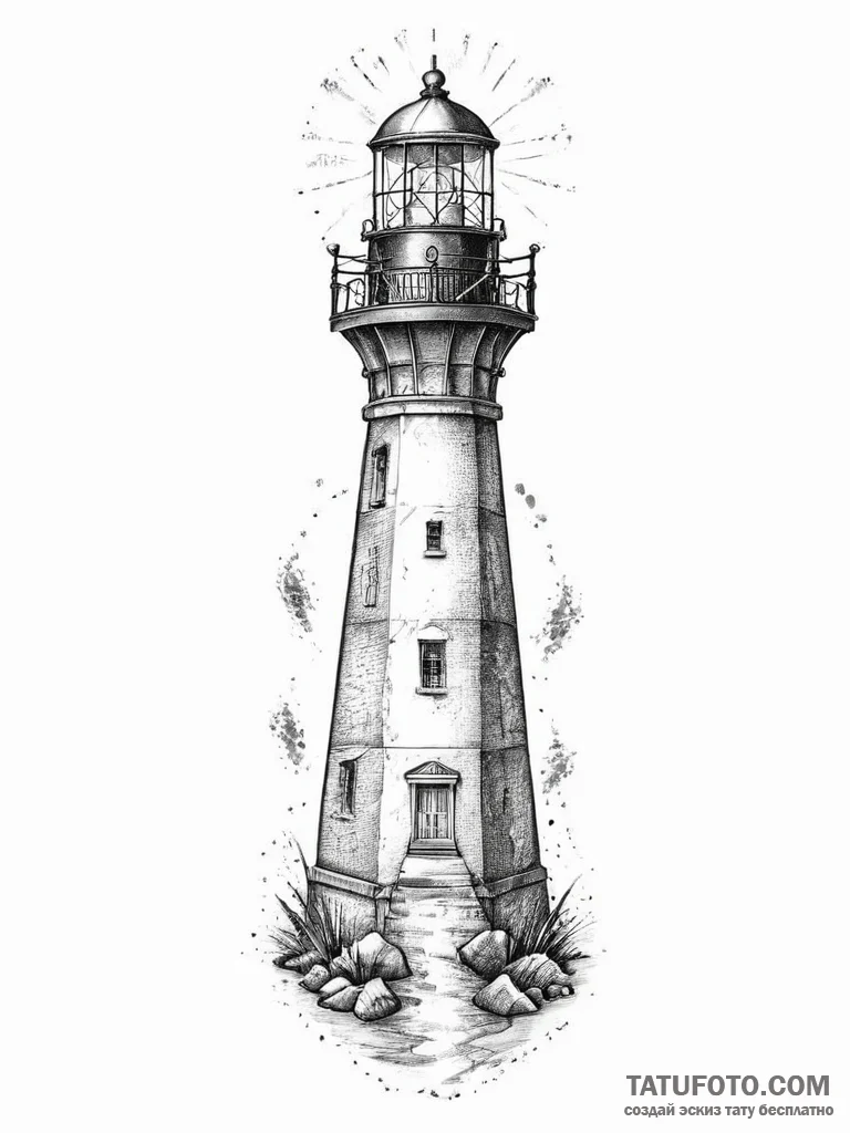 Tattoo sketch lighthouse, tattoo flash sheet... - эскиз тату (№1756643901_0, 31.08.2025 12:38) — Tatufoto.com