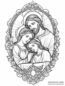 Tattoo sketch holy family, tattoo line art, b... - эскиз тату (№1756644294_0, 31.08.2025 12:44) — Tatufoto.com