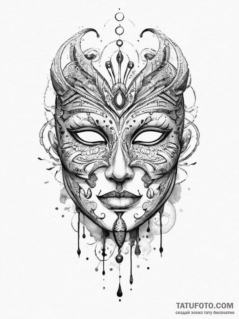 Tattoo sketch mask, tattoo sketch design, on... - эскиз тату (№1756645702_0, 31.08.2025 13:08) — Tatufoto.com