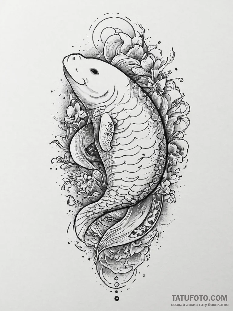Tattoo sketch dugong, concept art for tattoo,... - эскиз тату (№1756646501_0, 31.08.2025 13:21) — Tatufoto.com