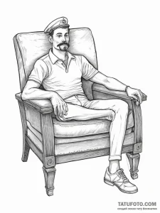 Tattoo sketch armchair with a cushion, ink il... - эскиз тату (№1756646710_0, 31.08.2025 13:25) — Tatufoto.com