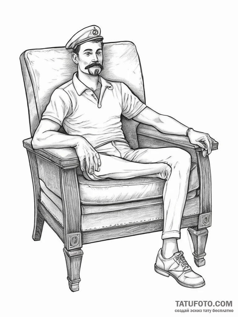 Tattoo sketch armchair with a cushion, ink il... - эскиз тату (№1756646710_0, 31.08.2025 13:25) — Tatufoto.com