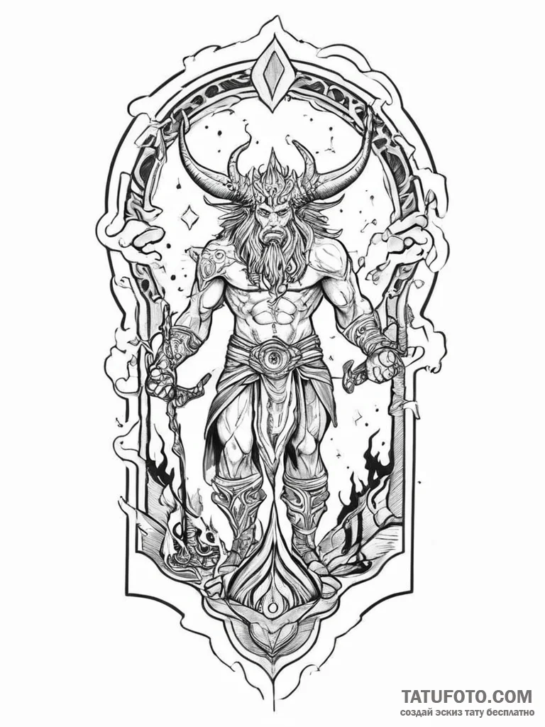 Tattoo sketch svarog, the god of the sky, wit... - эскиз тату (№1756647507_0, 31.08.2025 13:38) — Tatufoto.com