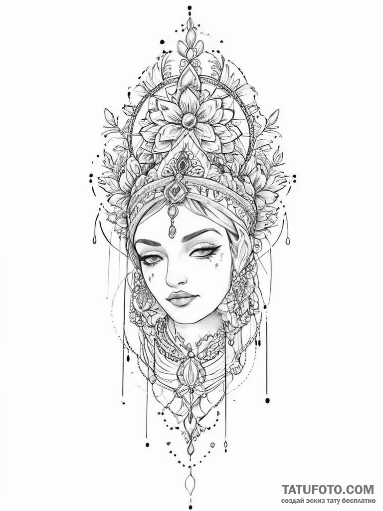 Tattoo sketch blessed portrayal - эскиз тату (№1756648520_0, 31.08.2025 13:55) — Tatufoto.com