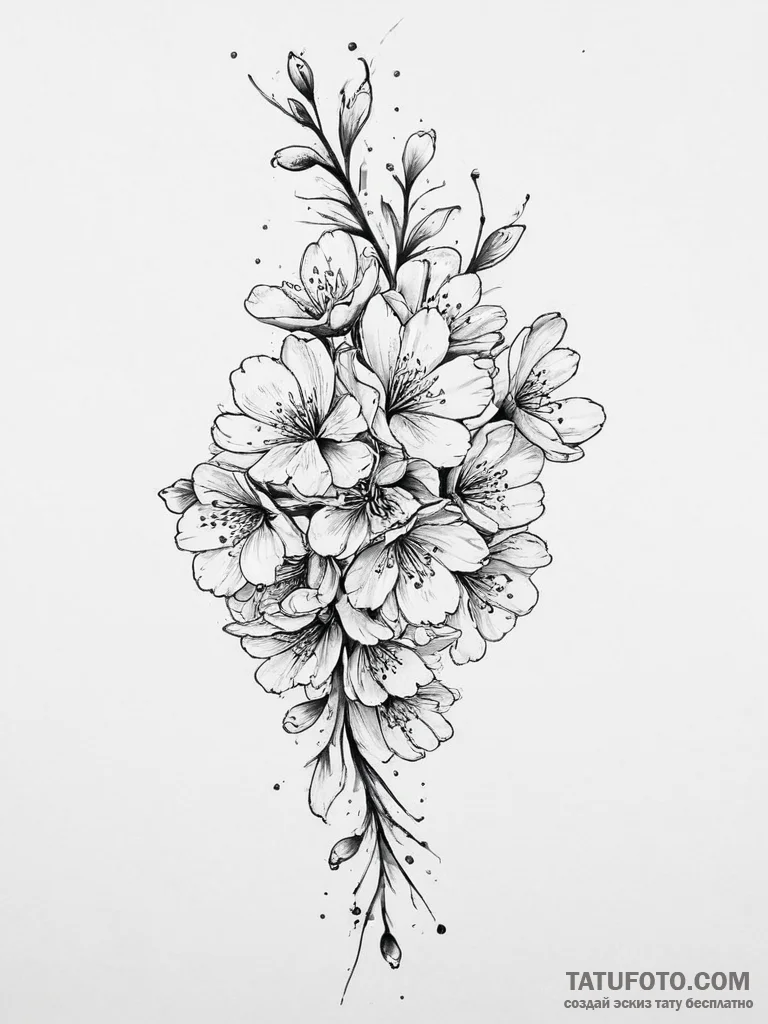 Tattoo sketch cherry blossom - эскиз тату (№1756648715_0, 31.08.2025 13:58) — Tatufoto.com