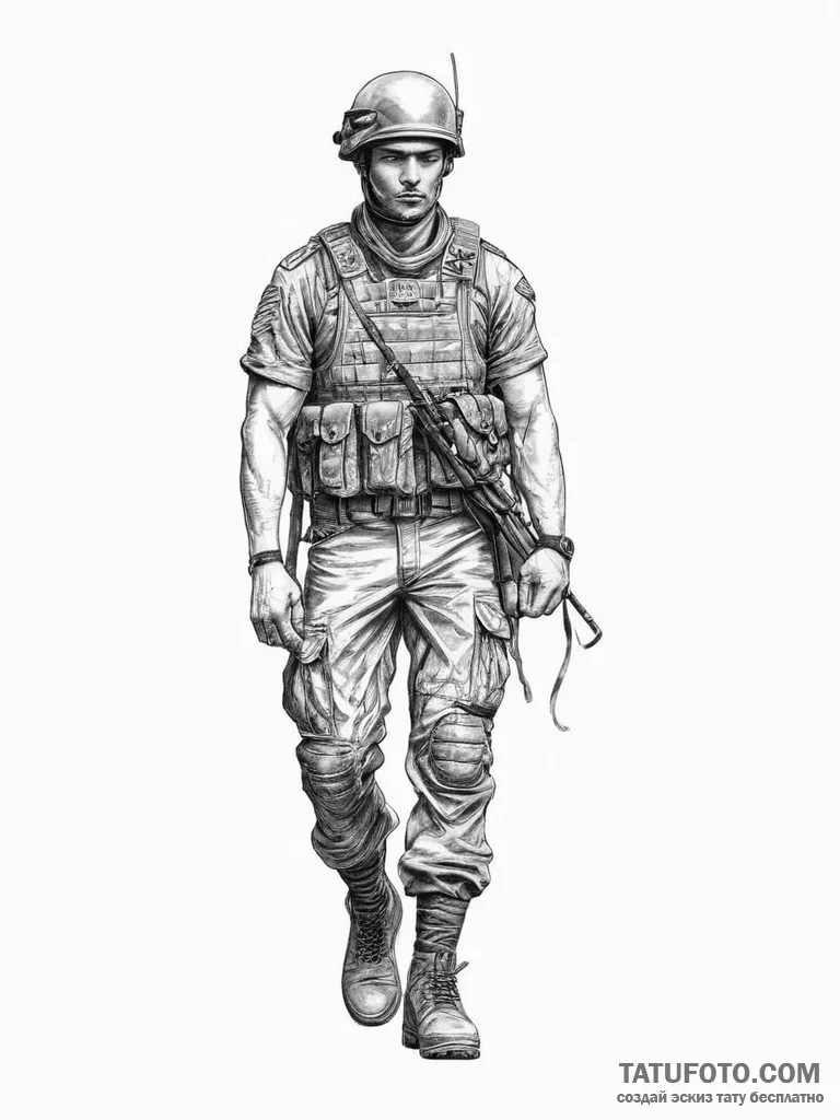 Tattoo sketch soldier with a document, tattoo... - эскиз тату (№1756648917_0, 31.08.2025 14:01) — Tatufoto.com