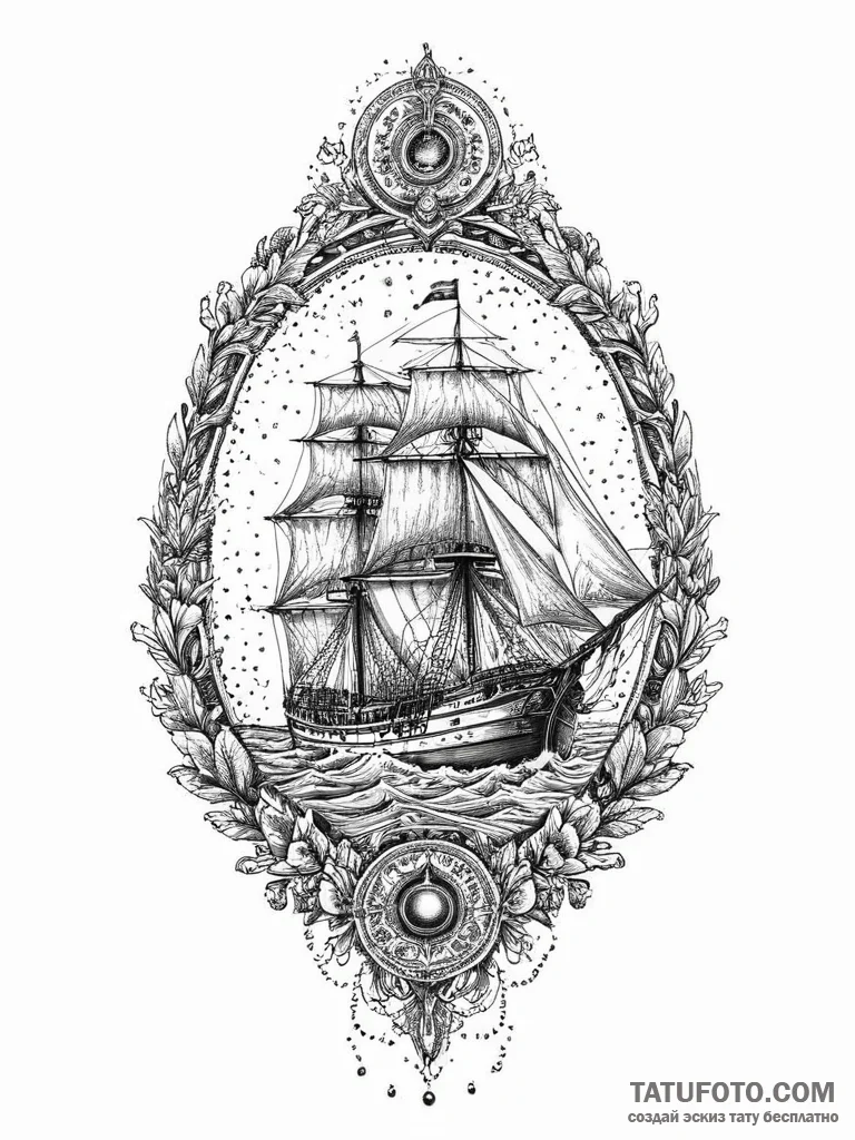 Tattoo sketch ship, tattoo line art, old scho... - эскиз тату (№1756649117_0, 31.08.2025 14:05) — Tatufoto.com