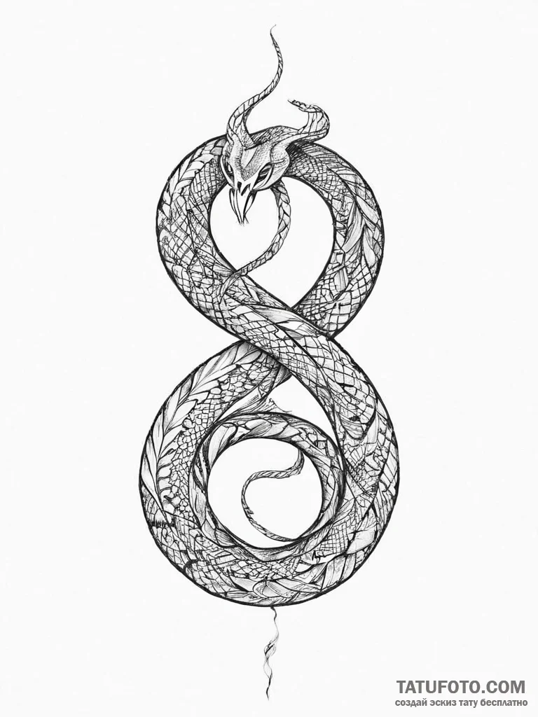 Tattoo sketch узор в виде змеи - эскиз тату (№1756649312_0, 31.08.2025 14:08) — Tatufoto.com