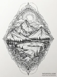 Tattoo sketch mountain range, artistic tattoo... - эскиз тату (№1756649918_0, 31.08.2025 14:18) — Tatufoto.com