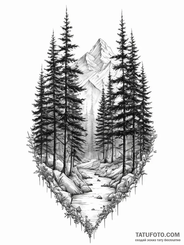 Tattoo sketch forest - эскиз тату (№1756650328_0, 31.08.2025 14:25) — Tatufoto.com