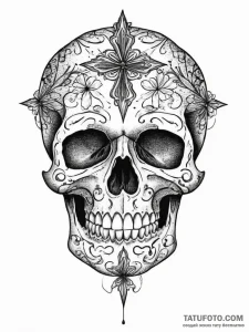 Tattoo sketch chicano череп, ink illustration... - эскиз тату (№1756651933_0, 31.08.2025 14:52) — Tatufoto.com
