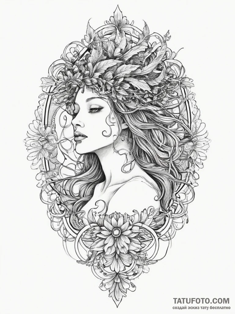 Tattoo sketch dryad tattoo, concept art for t... - эскиз тату (№1756658361_0, 31.08.2025 16:39) — Tatufoto.com