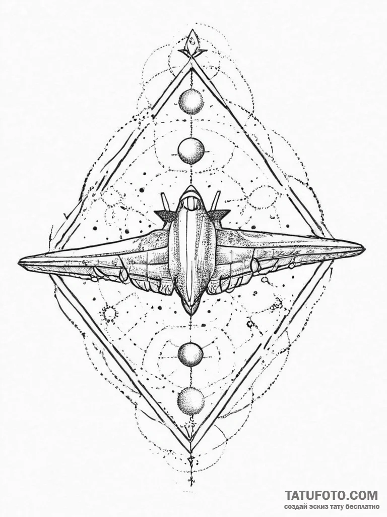 Tattoo sketch cosmic plane, tattoo sketch des... - эскиз тату (№1756660614_0, 31.08.2025 17:16) — Tatufoto.com