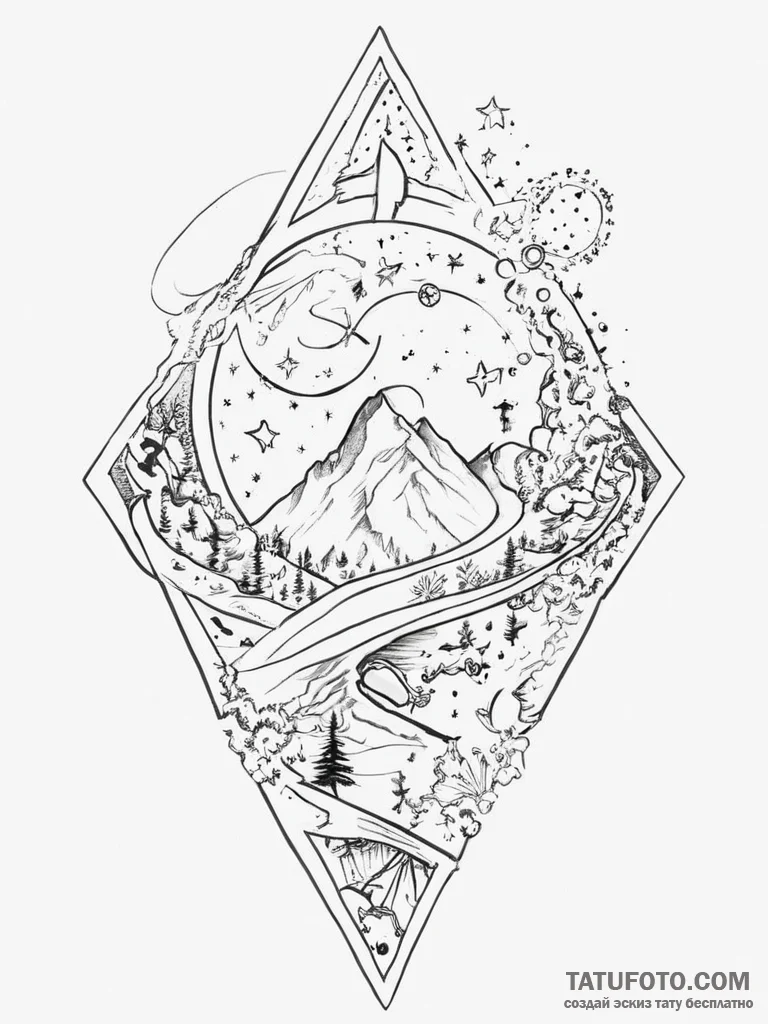 Tattoo sketch cosmic land - эскиз тату (№1756661205_0, 31.08.2025 17:26) — Tatufoto.com