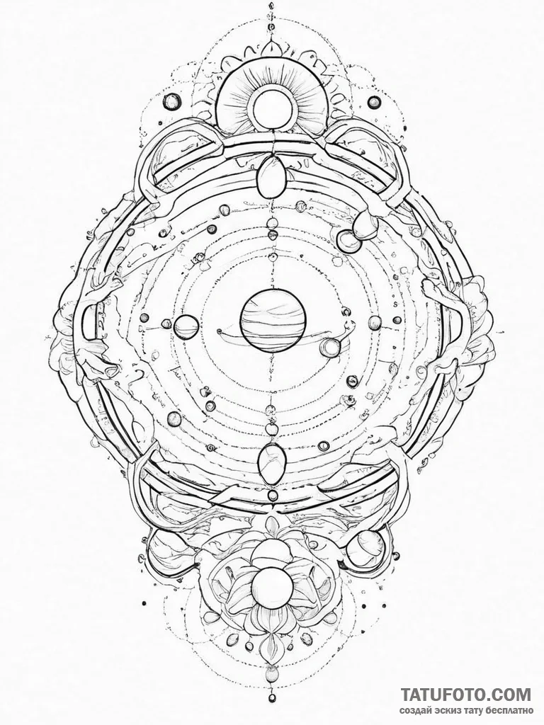Tattoo sketch solar system, concept art for t... - эскиз тату (№1756664191_0, 31.08.2025 18:16) — Tatufoto.com