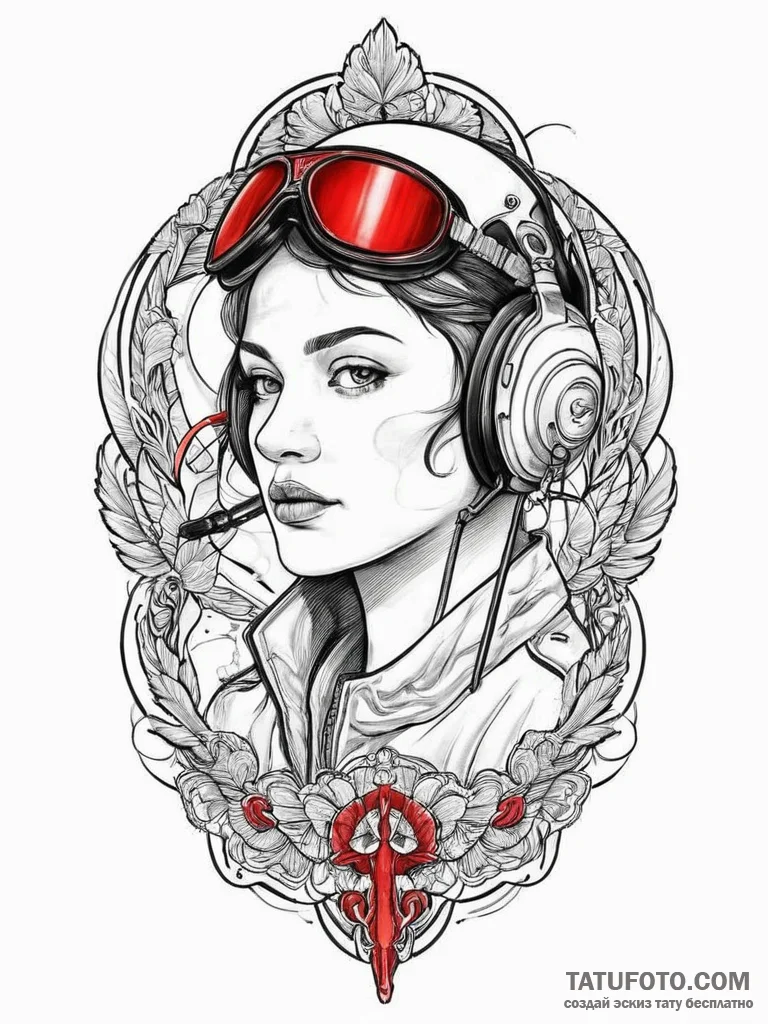 Tattoo sketch air force pilot portrait, tatto... - эскиз тату (№1756665380_0, 31.08.2025 18:36) — Tatufoto.com