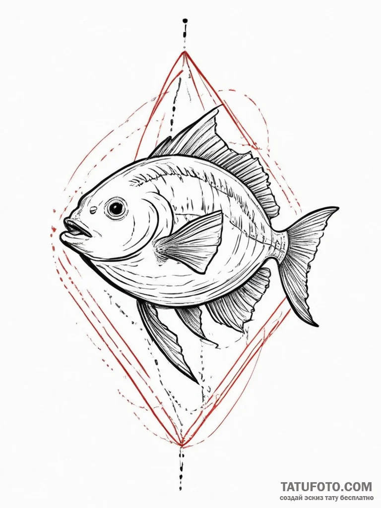 Tattoo sketch puns a sunfish that says "i'm a... - эскиз тату (№1756667371_0, 31.08.2025 19:09) — Tatufoto.com