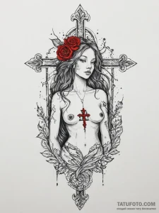 Tattoo sketch rusalka, the water nymph, with... - эскиз тату (№1756667574_0, 31.08.2025 19:12) — Tatufoto.com