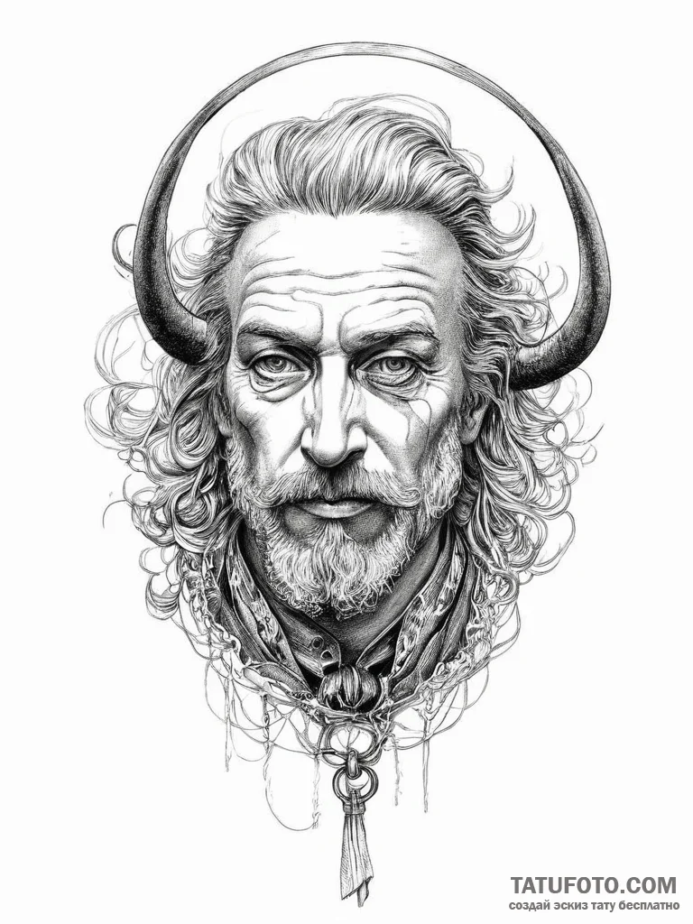 Tattoo sketch buffalo bill with a lasso, tatt... - эскиз тату (№1756670998_0, 31.08.2025 20:09) — Tatufoto.com