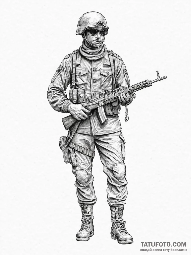 Tattoo sketch soldier with a needle, tattoo s... - эскиз тату (№1756672606_0, 31.08.2025 20:36) — Tatufoto.com