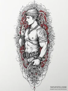 Tattoo sketch soldier with a chain, tattoo dr... - эскиз тату (№1756685290_0, 01.09.2025 00:08) — Tatufoto.com