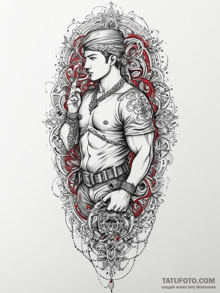 Tattoo sketch soldier with a chain, tattoo dr... - эскиз тату (№1756685290_0, 01.09.2025 00:08) — Tatufoto.com