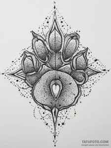 Tattoo sketch vet animal paw print and cross,... - эскиз тату (№1756687663_0, 01.09.2025 00:47) — Tatufoto.com