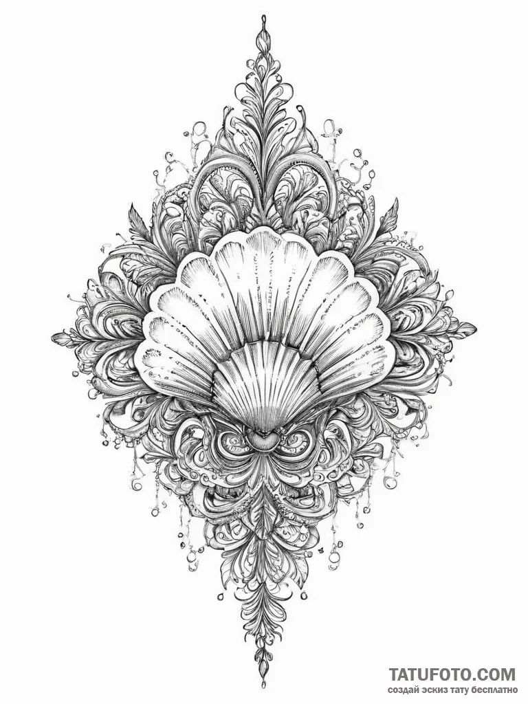 Tattoo sketch shell, tattoo sketch design, bl... - эскиз тату (№1756688062_0, 01.09.2025 00:54) — Tatufoto.com
