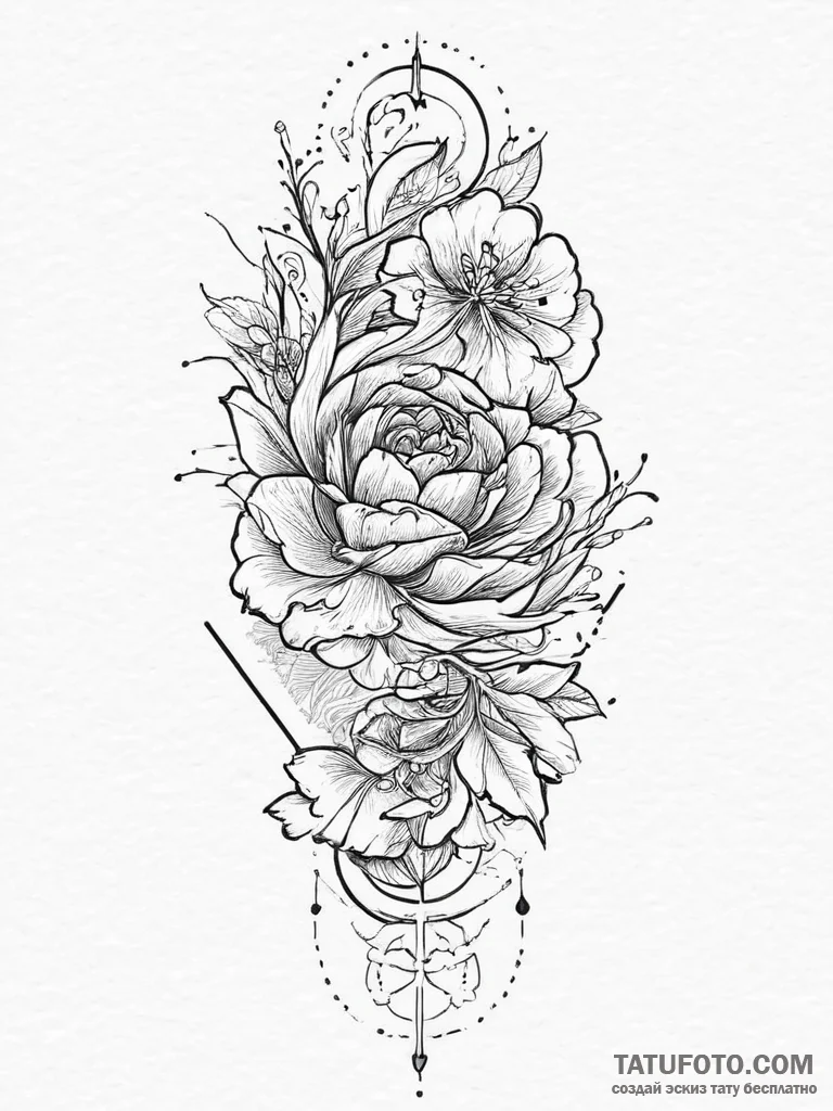 Tattoo sketch геометрическая роза, artistic t... - эскиз тату (№1756688851_0, 01.09.2025 01:07) — Tatufoto.com