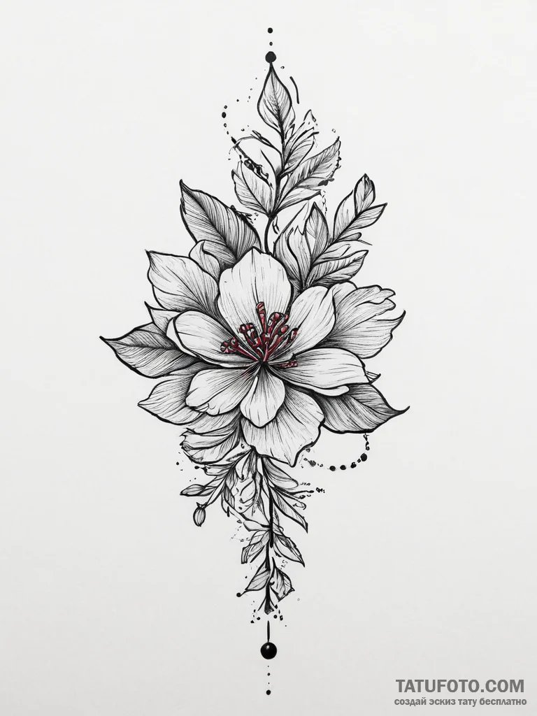 Tattoo sketch a symbolic plant, tattoo flash... - эскиз тату (№1756689447_0, 01.09.2025 01:17) — Tatufoto.com