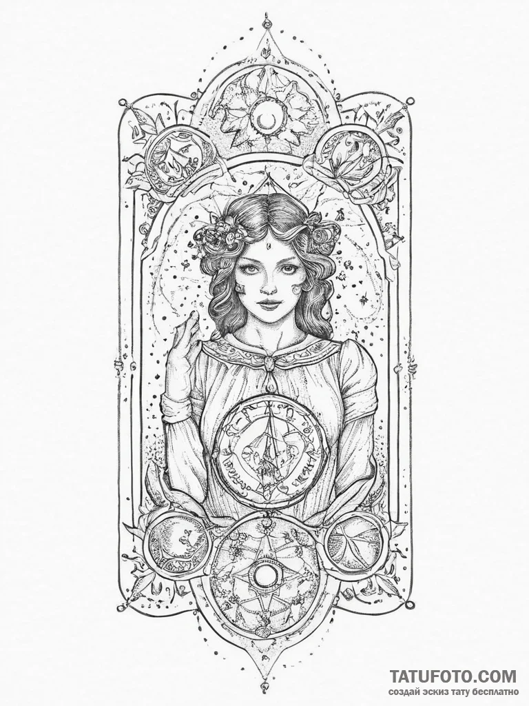 Tattoo sketch tarot card magician, tattoo dra... - эскиз тату (№1756690433_0, 01.09.2025 01:33) — Tatufoto.com