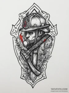 Tattoo sketch firefighter axe and helmet, tat... - эскиз тату (№1756691017_0, 01.09.2025 01:43) — Tatufoto.com