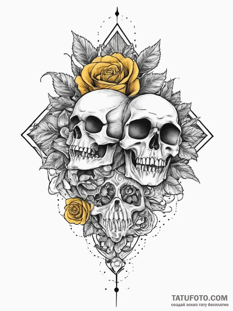Tattoo sketch yellow, ink illustration for ta... - эскиз тату (№1756691213_0, 01.09.2025 01:46) — Tatufoto.com