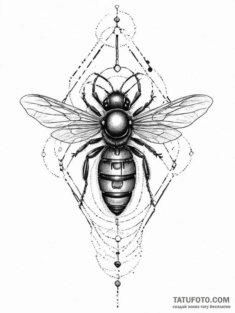 Tattoo sketch wasp, tattoo line art, on a cle... - эскиз тату (№1756692014_0, 01.09.2025 02:00) — Tatufoto.com