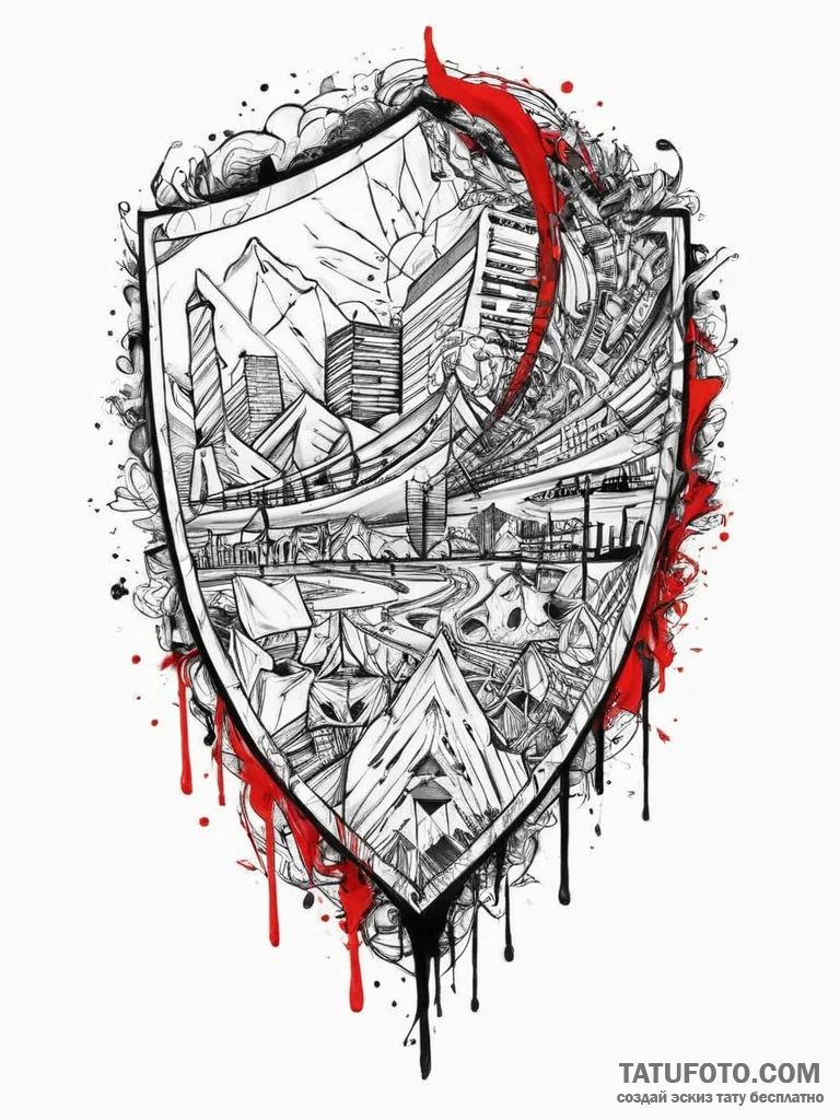 Tattoo sketch shield, artistic tattoo sketch,... - эскиз тату (№1756692406_0, 01.09.2025 02:06) — Tatufoto.com