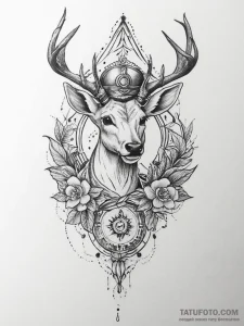 Tattoo sketch elegant doe tattoo, tattoo flas... - эскиз тату (№1756692606_0, 01.09.2025 02:10) — Tatufoto.com