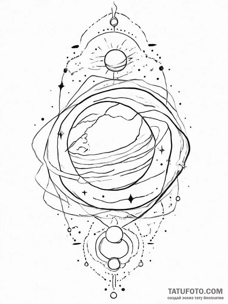 Tattoo sketch venus planet, tattoo flash shee... - эскиз тату (№1756694578_0, 01.09.2025 02:42) — Tatufoto.com