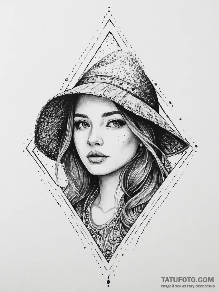 Tattoo sketch vasilisa the beautiful with a h... - эскиз тату (№1756695955_0, 01.09.2025 03:05) — Tatufoto.com