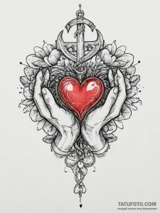Tattoo sketch hands holding a heart, tattoo d... - эскиз тату (№1756696161_0, 01.09.2025 03:09) — Tatufoto.com