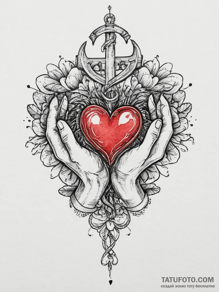 Tattoo sketch hands holding a heart, tattoo d... - эскиз тату (№1756696161_0, 01.09.2025 03:09) — Tatufoto.com