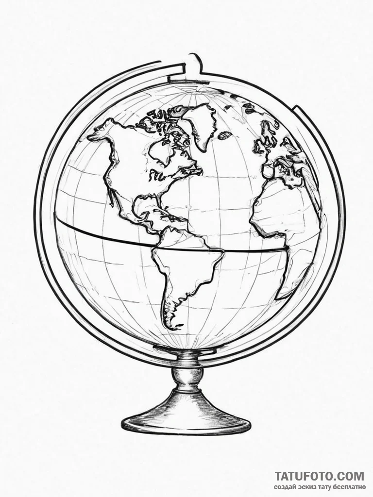 Tattoo sketch globe tattoo - эскиз тату (№1756696364_0, 01.09.2025 03:12) — Tatufoto.com