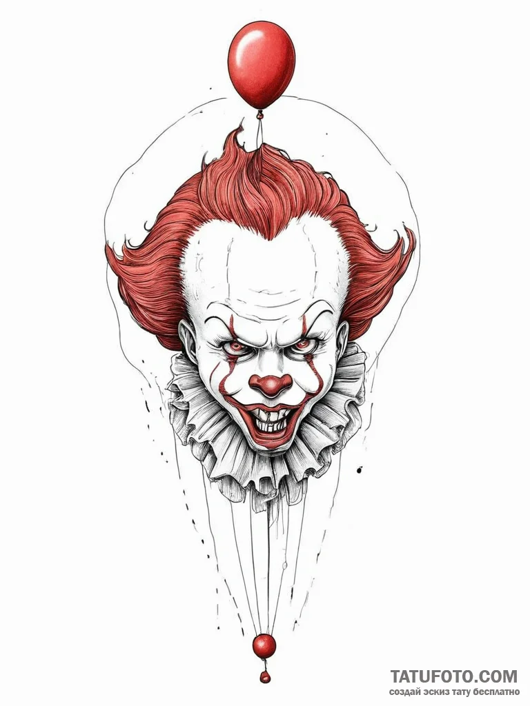Tattoo sketch it pennywise balloon, tattoo sk... - эскиз тату (№1756696564_0, 01.09.2025 03:16) — Tatufoto.com