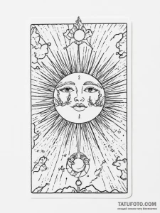 Tattoo sketch tarot card sun - эскиз тату (№1756697354_0, 01.09.2025 03:29) — Tatufoto.com