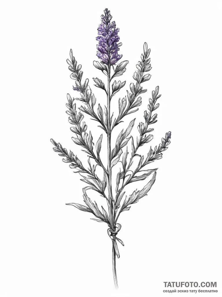 Tattoo sketch lavender flower - эскиз тату (№1756698360_0, 01.09.2025 03:46) — Tatufoto.com